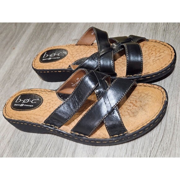 BOC Women's Born Concept Brown Leather Upper Strap Sandals Size 8 - Picture 5 of 11